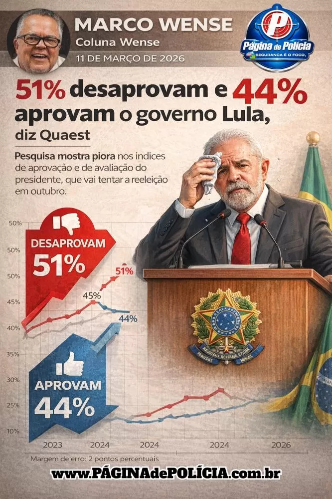51% desaprovam e 44% aprovam o governo Lula, diz Quaest