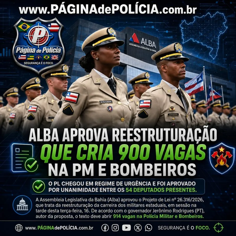 Alba aprova reestruturação que cria 900 vagas na PM e Bombeiros