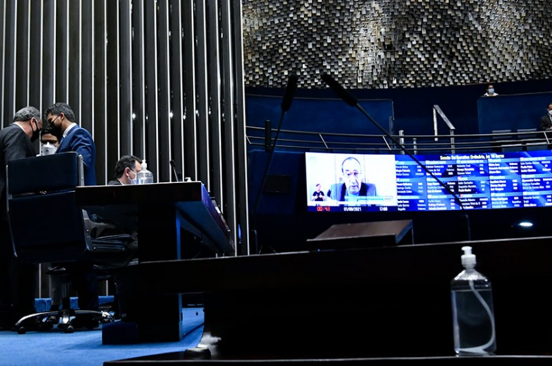 O senador, que participou da sessão plenária de forma remota, disse que Bolsonaro prejudica a economia ao fazer declarações golpistas e estimular manifestações antidemocráticas - Waldemir Barreto/Agência Senado