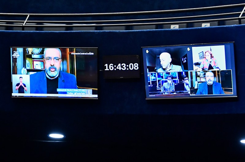O senador participou da sessão desta terça de forma remota; ele pediu que o projeto seja retirado da pauta de votações desta semana
