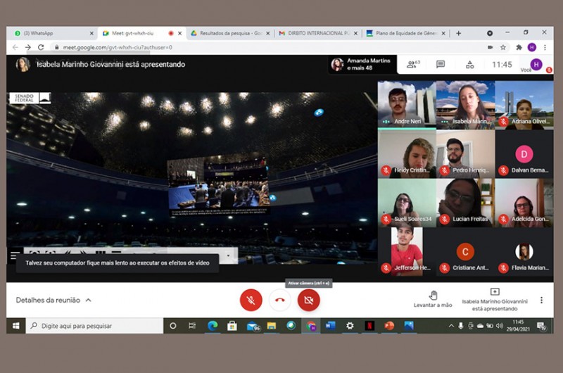 Grupo de estudantes de direito de Minas Gerais participa da visita virtual do Senado - Reprodução