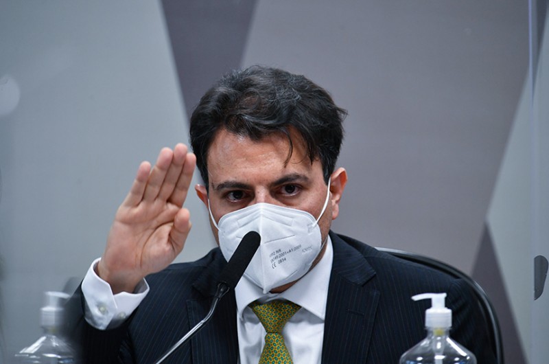 Em seu depoimento, o empresário Otávio Fakhoury disse ser alvo de campanhas difamatórias e que tem sido acusado injustamente e caluniado como propagador de fake news - Leopoldo Silva/Agência Senado
