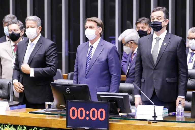 Os presidentes Arthur Lira, Bolsonaro e Rodrigo Pacheco - (Foto: Marina Ramos/Câmara dos Deputados)