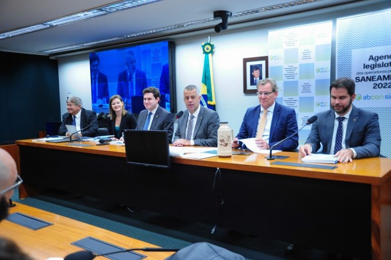Deputados que integram frentes do saneamento participaram do lançamento da agenda - (Foto: Billy Boss/Câmara dos Deputados)