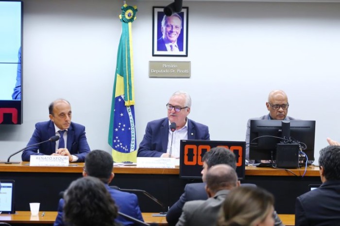 Deputado Pedro Westphalen (C) preside o debate - (Foto: Vinicius Loures/Câmara dos Deputados)