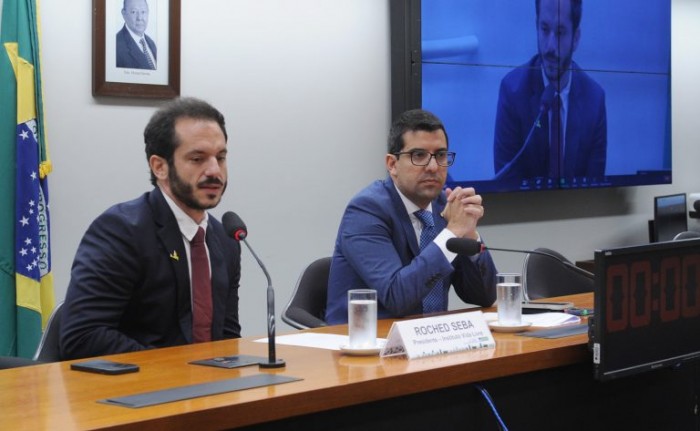 Roched Seba (E) e deputado Marcelo Queiroz na audiência da Comissão de Meio Ambiente - (Foto: Renato Araújo/Câmara dos Deputados)